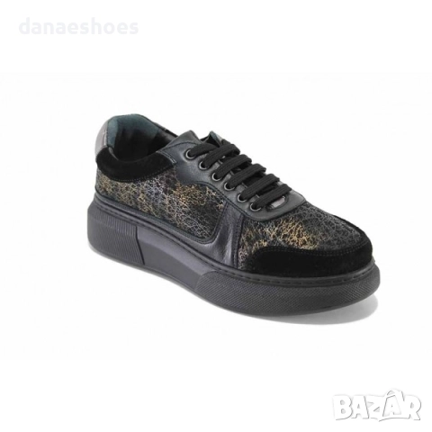Дамски спортни обувки от естествена кожа в черно , снимка 6 - Дамски ежедневни обувки - 47205148