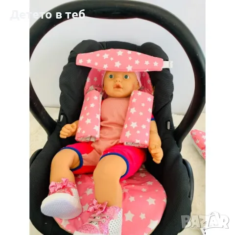 Предпазна лента-ластик за глава - розови звезди, снимка 1