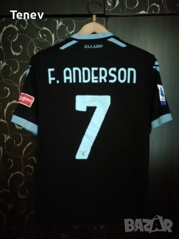 Lazio Anderson мачова оригинална фланелка тениска с автограф Лацио Macron 