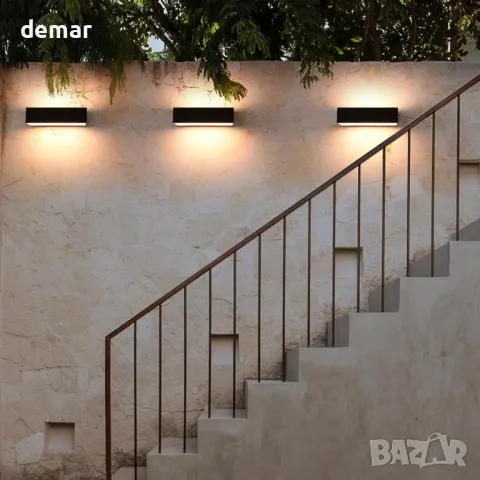 FUDESY LED стенна лампа, 9W 3000K аплик - нагоре и надолу, IP65, модерна черна, снимка 6 - Лед осветление - 50005126