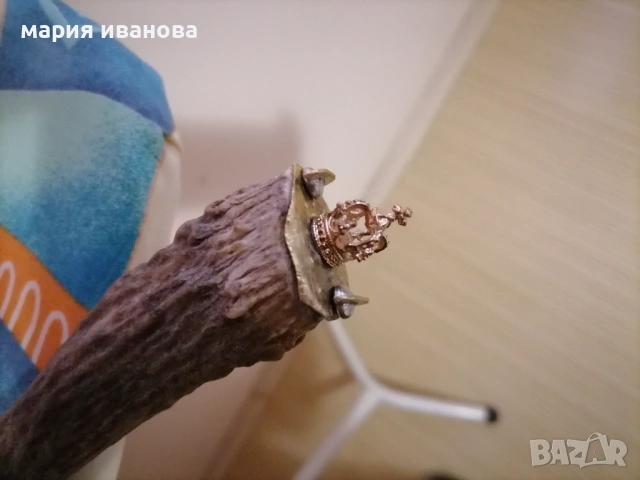 Старо ковано острие шиш шпага с дръжка от рог с тайник и корона, снимка 6 - Антикварни и старинни предмети - 53301078