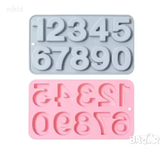 цифри числа дигитални едри силиконов молд форма фондан шоколад гипс фондан декор украса , снимка 3 - Форми - 50076083