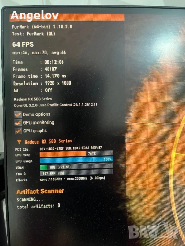 SAPPHIRE RX 580 8GB Профилактирана, снимка 6 - Видеокарти - 54282036