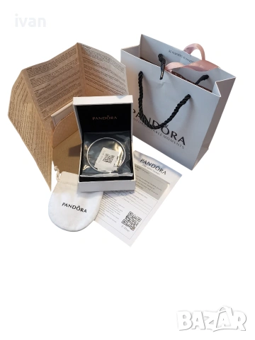 оригинална гривна Pandora сребърна с две добавки, снимка 18 - Гривни - 53065951