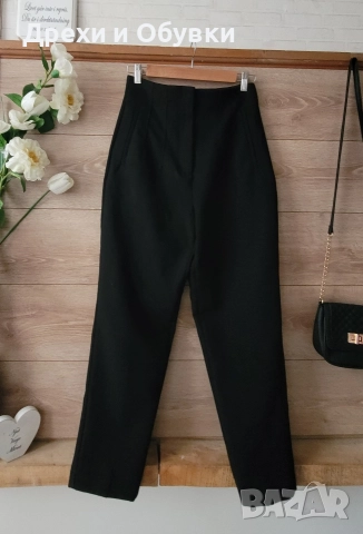 Черен панталон висока талия ZARA , снимка 2 - Панталони - 49908536