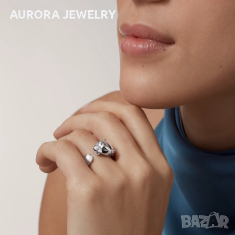 CARTIER Panthere de Cartier Silver Black Дамски Пръстен, снимка 8 - Пръстени - 52870354