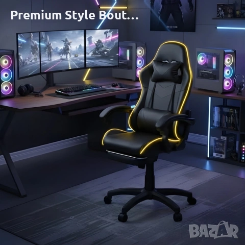 Геймърски стол премиум LED: Ергономичен комфорт със 7 цвята светлинни ефекти и релакс зона, снимка 7 - Столове - 53891949