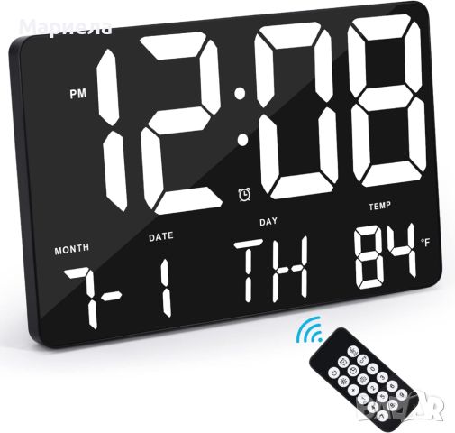 Цифров стенен часовник / Часовник с голям дисплей и цифри, снимка 1 - Други стоки за дома - 46383641