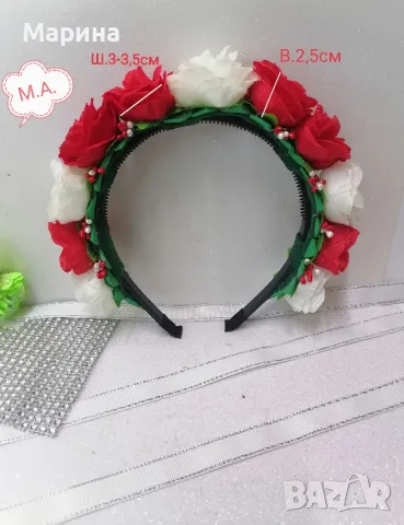 Красива диадема в червено и бяло, снимка 9 - Аксесоари за коса - 49975984