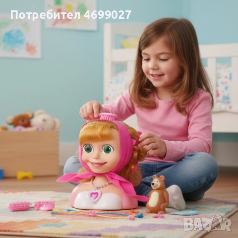 Кукла за прически „Маша и мечокът“ – Торс с дълга коса и аксесоари за оформяне, снимка 2 - Кукли - 52974458