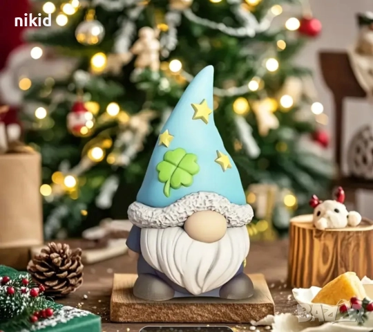 3D Джудже Гном с детелина цвете силиконов молд форма шоколад гипс смола свещ декор, снимка 5 - Форми - 51884847