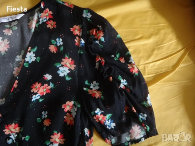 Нова черна флорална мини рокля Zara, размер XS, снимка 7 - Рокли - 51149855