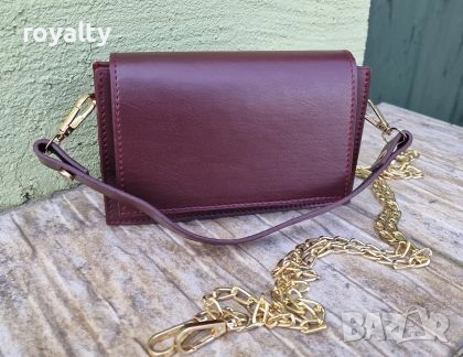 Дамска Кожена Чанта Бордо