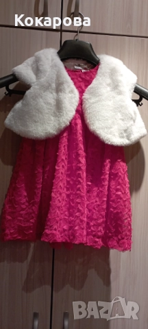 Червена рокличка и бяло болеро 86 размер