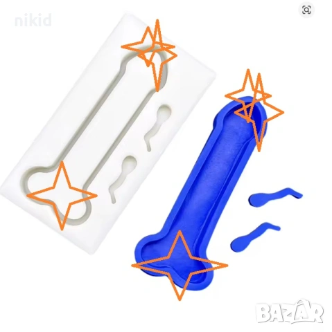 Пенис мъжки орган сперматозоиди силиконов молд форма фондан шоколад гипс моминско парти декор