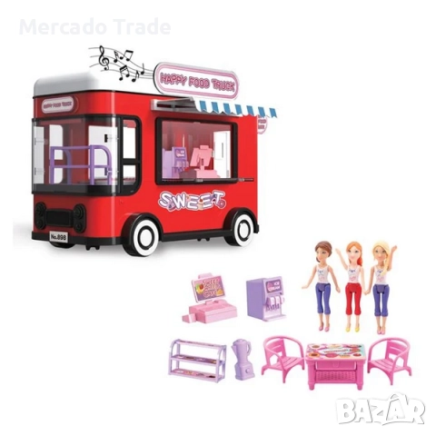 Кафе-камион Mercado Trade, За сладолед с 3 кукли и аксесоари
