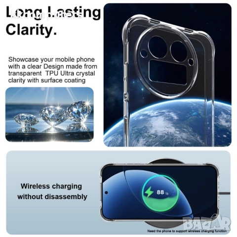 IMAK Удароустойчив Калъф (TPU) за Realme GT 8 Pro 5G- Airbag технология, вкл. Протектор, Прозрачен, снимка 6 - Калъфи, кейсове - 52748393