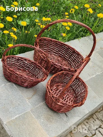 Овални кафяви плетени кошници, снимка 2 - Декорация за дома - 49942151