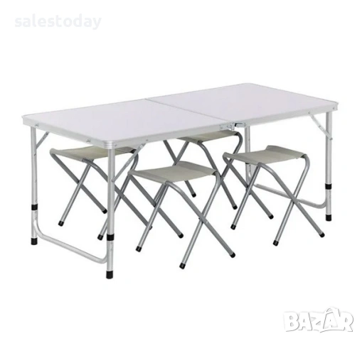 Маса с столове, Сгъваема масичка на 1,2м с 4 стола, снимка 4 - Градински мебели, декорация  - 53532488
