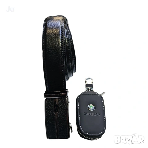 стилен комплект мъжки колан естествена кожа и ключодържател Естествена кожа подходящ за подарък , снимка 3 - Колани - 48889538