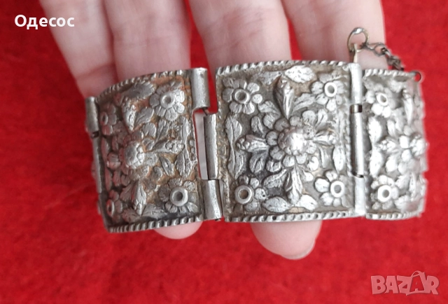 Рядка възрожденска масивна сребърна гривна, снимка 10 - Антикварни и старинни предмети - 52308929