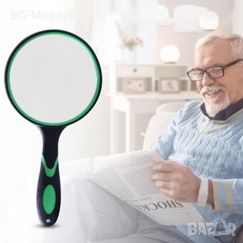 Професионална голяма стъклена увеличителна ръчна лупа 10X увеличение с дръжка за четене книги деца, снимка 5 - Други инструменти - 50920912