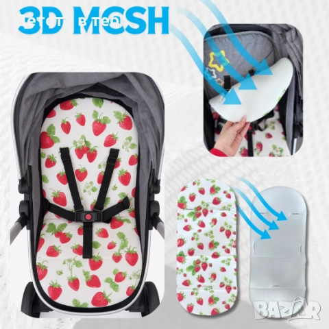 Постелка против изпотяване Лукс 3д меш ягоди, снимка 1