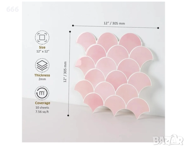 3D самозалепващи се стенни плочки за кухня, баня (10 листа), снимка 5 - Други - 52910960