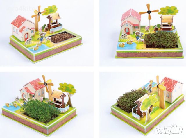 3D макет голям размер с растяща жива градина / My Zilipoo - Windmill Farm 3Д макети, снимка 3 - Декорация за дома - 45467433
