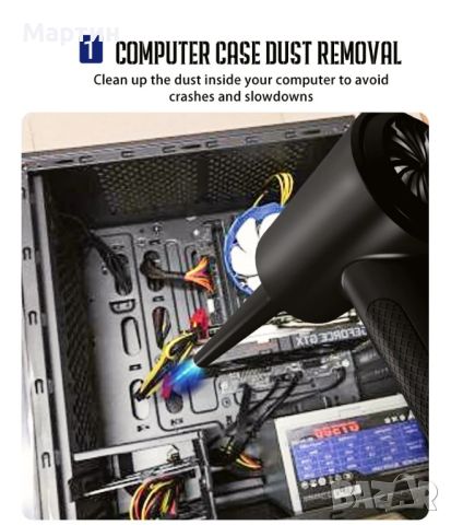 Преносима въздуходувка прахосмукачка за отстраняване на прах от компютър, снимка 13 - Прахосмукачки - 45566651