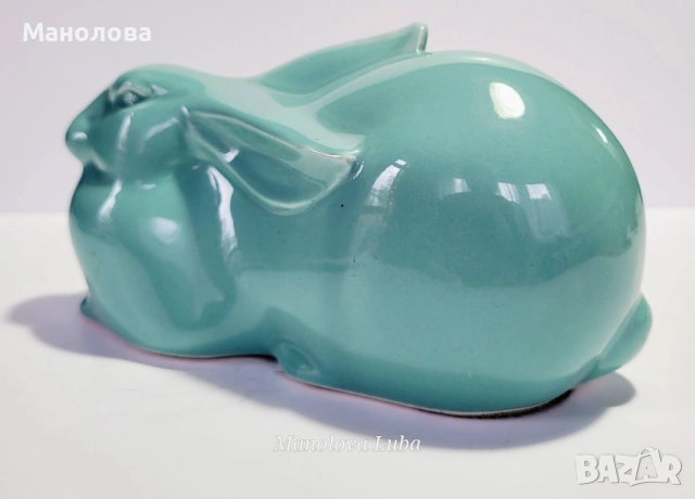 Японски зодиакален заек, керамична фигурка, талисман за късмет, богатство, Okimono Interior. , снимка 2 - Колекции - 51886207