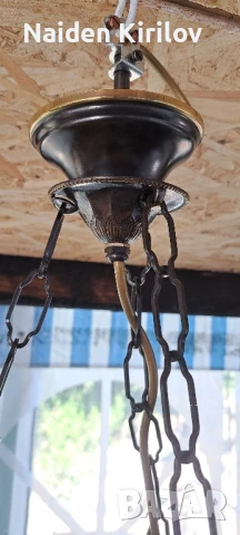 полилей от месинг, порцелан и стъкло , снимка 10 - Полилеи - 50598413