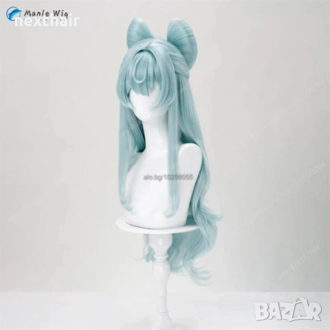 Висококачествена аниме перука Genshin Impact Yumemizuki Mizuki в ментово зелено, снимка 5 - Аксесоари за коса - 53064728