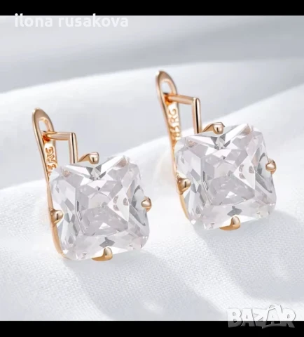 Уникален комплект сьс златно покритие с печат 585 розово злато и естествени камъни. 