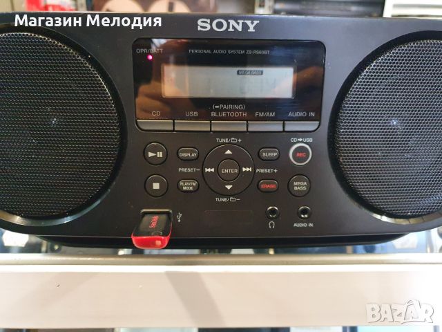 Радио SONY ZS-RS60BT Има диск, радио, usb, aux и Bluetooth. Прави записи от диск на флашка.  В отлич, снимка 4 - Радиокасетофони, транзистори - 45649289