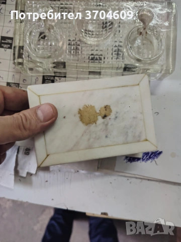 Стара мраморна кутия за бижута и стара стъклена мастилница, снимка 3 - Антикварни и старинни предмети - 53007441