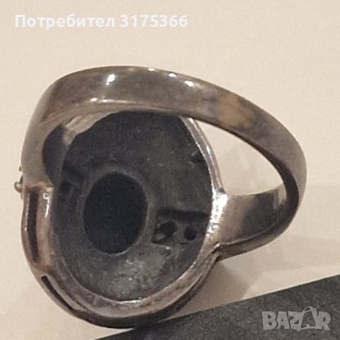 Стар сребърен пръстен с аметист и черен оникс, снимка 2 - Пръстени - 45641148