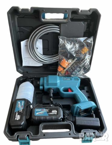 Комплект акумулаторна водоструйка с 2 батерии в куфар, снимка 4 - Куфари с инструменти - 46450139