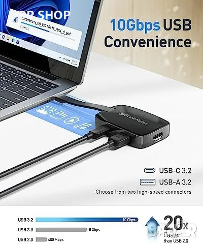 Нов Преносим USB C Хъб HDMI 4K 60Hz PD 100W зареждане, снимка 4 - Друга електроника - 49451203