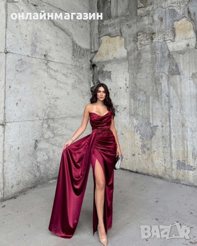 Дълга сатенена рокля , снимка 3 - Рокли - 53466048