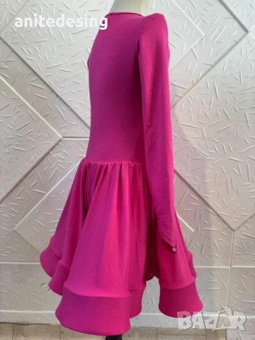 Детска цикламена рокля за спортни танци, снимка 4 - Детски рокли и поли - 53523917