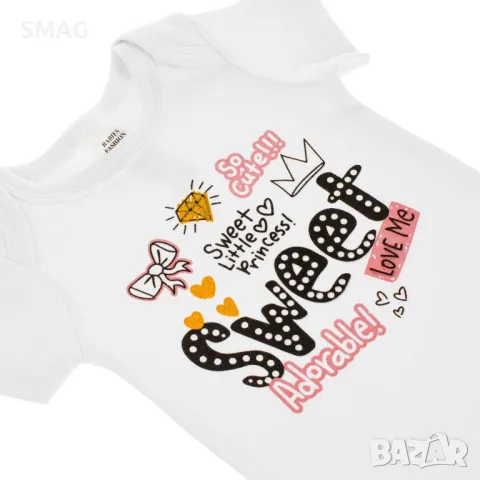 Боди памучно бяло с къс ръкав Sweet Little Princess S_1233533, снимка 2 - Бодита за бебе - 49894080
