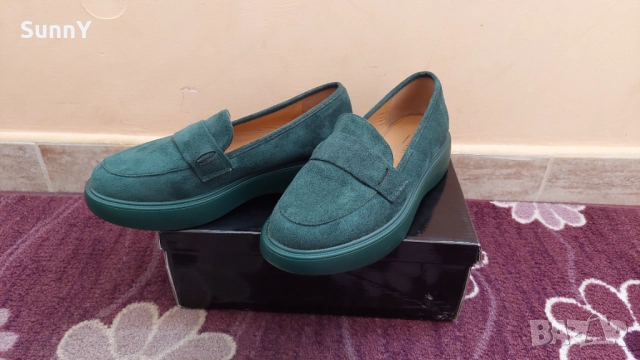 Зелени велурени мокасини, снимка 3 - Дамски ежедневни обувки - 52415912