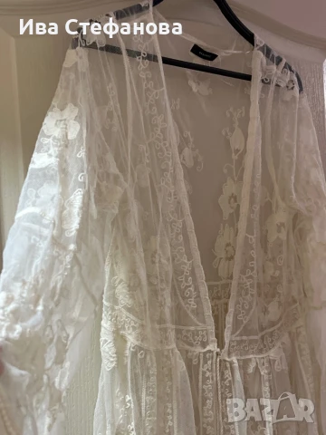 Нова  плажна бяла памучна памук дантелена наметка плажна дълга риза кафтан плажна дълга рокля , снимка 5 - Туники - 50833000