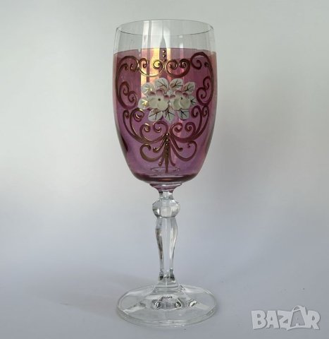 Кристални чаши Bohemia - ръчно рисувани, снимка 3 - Сервизи - 46439783