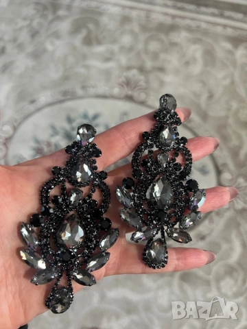 Красиви висящи обеци с кристали, снимка 2 - Обеци - 54006642