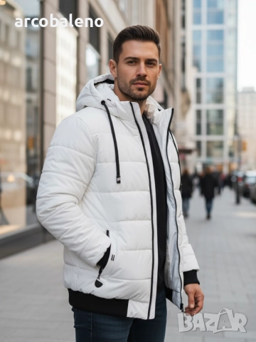 Мъжко зимно ватирано яке с качулка, 4цвята , снимка 4 - Якета - 52477688