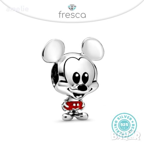 Талисман Fresca по модел тип Пандора сребро проба 925 Pandora Disney Mickey Charm. Колекция Amélie, снимка 1 - Гривни - 38986842