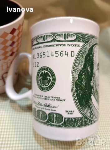 Чаша порцеланова със снимка 100 долара за чай, кафе, снимка 4 - Чаши - 53331637