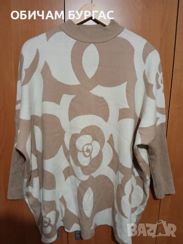 4-5xl КРАСИВА И МОДЕРНА ПЛЕТЕНА БЛУЗА,ЗАПАЗЕНА,МЕКА,С МАЛЪК ДЕФЕКТ И ЗАТОВА Е БРОШКАТА